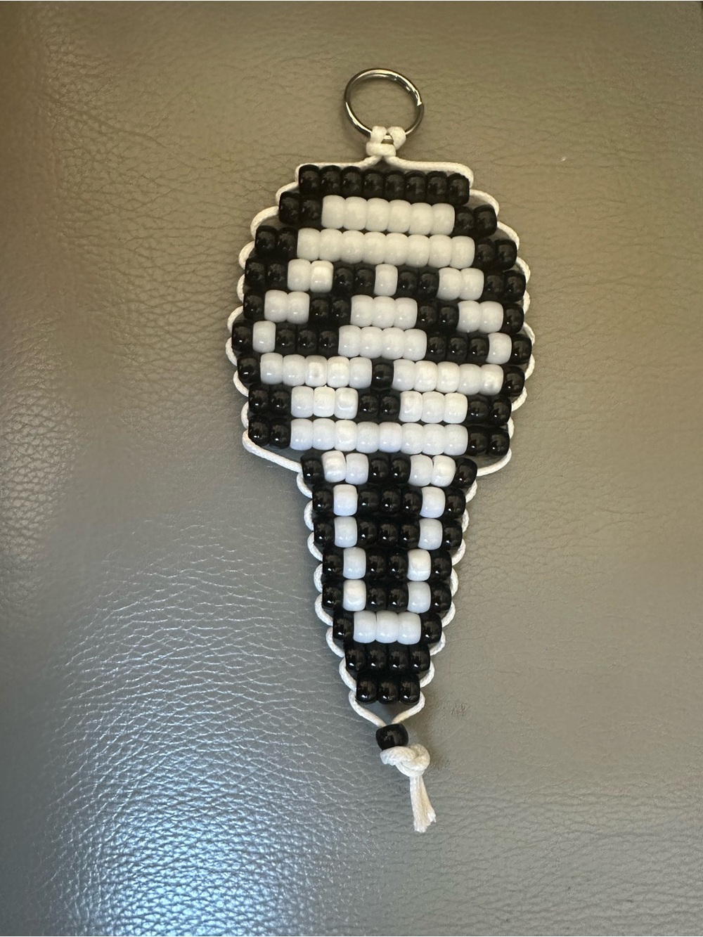 Black & White Beaded Skull Keychain for Kids Accessories